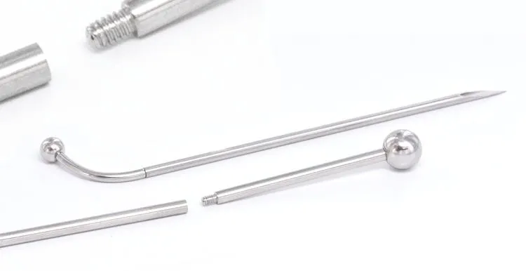 16g E-Z Piercing Straight Barbell Step-Down Barbell