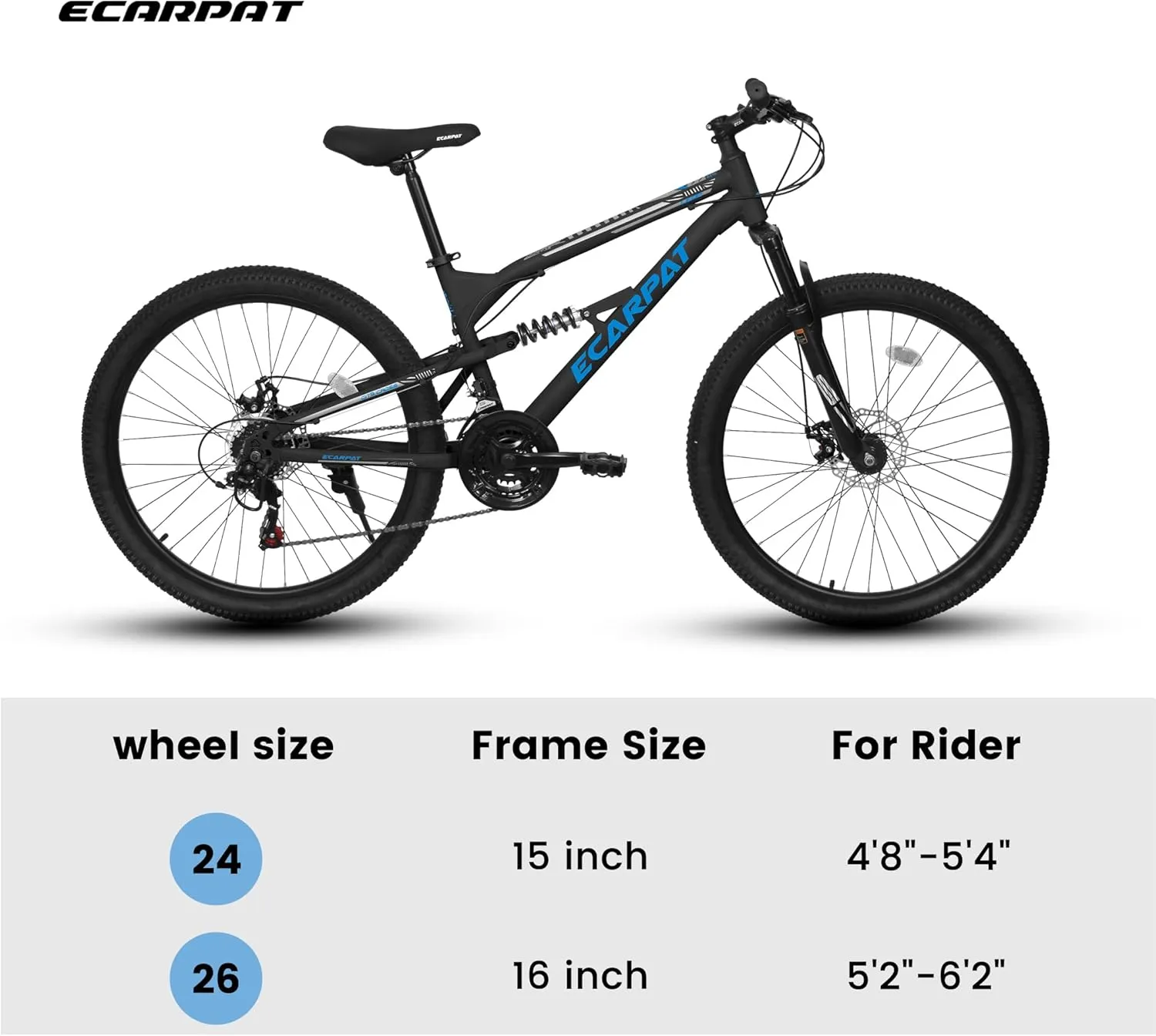 24/26/27.5 Inch Mountain Bike, Dual Full Suspension 21 Speed Womens Mens Mountain Bikes, Commuter Bike with Carbon Steel Frame and Dual Disc Brakes