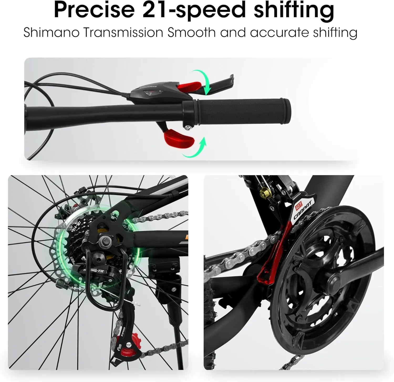 24/26/27.5 Inch Mountain Bike, Dual Full Suspension 21 Speed Womens Mens Mountain Bikes, Commuter Bike with Carbon Steel Frame and Dual Disc Brakes