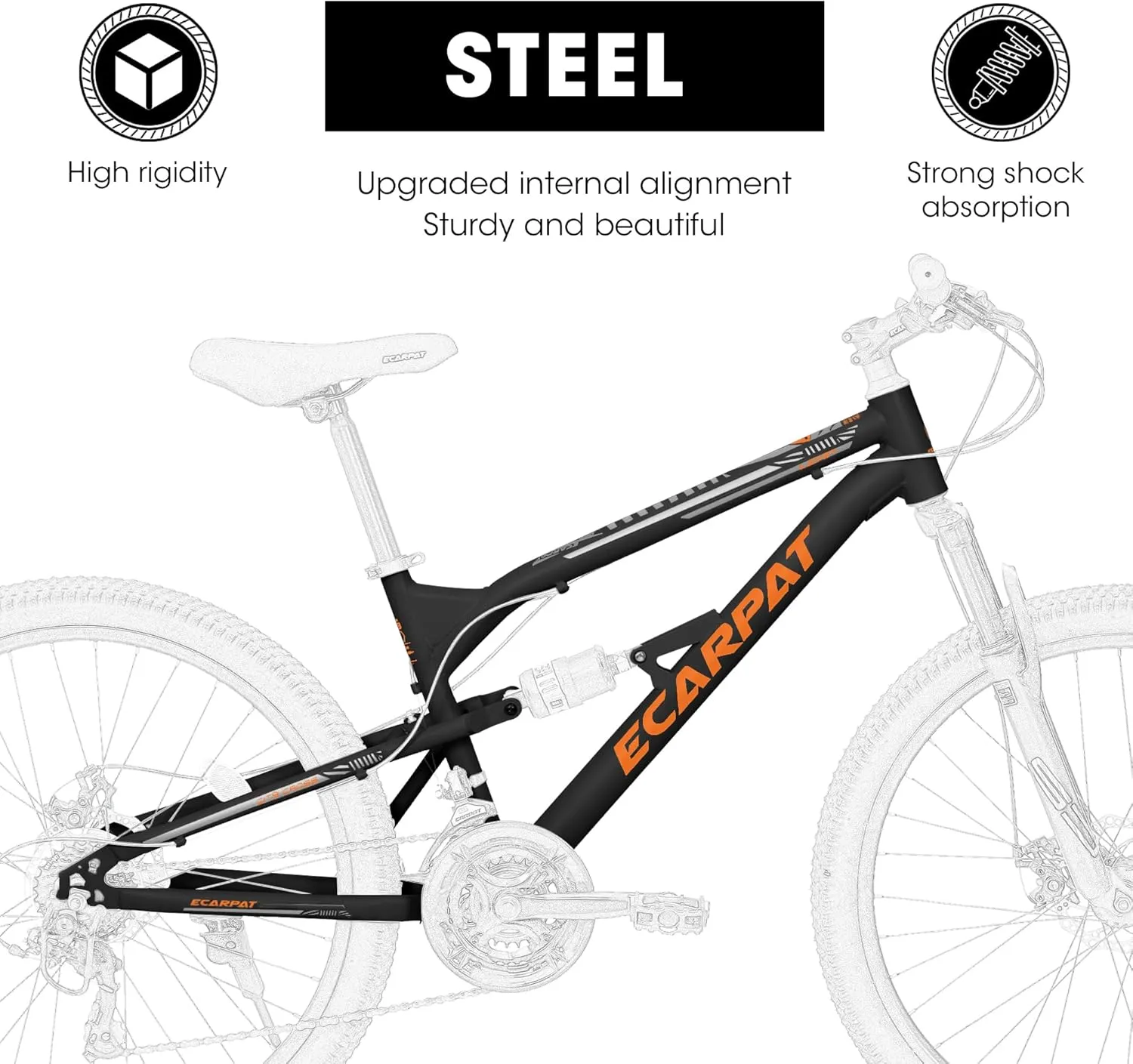 24/26/27.5 Inch Mountain Bike, Dual Full Suspension 21 Speed Womens Mens Mountain Bikes, Commuter Bike with Carbon Steel Frame and Dual Disc Brakes