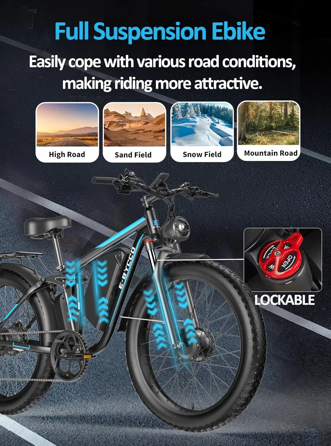 4000W Peak 5000W Dual Motor Electric Bike for Adults, 24/26 Inch, 52V 32AH, Up to 90Mile & 45MPH E-Bike Fat Tire Full Suspension Electric Bicycles, 7 Speed AWD Mountain Ebikes, Hydraulic Disc Brake
