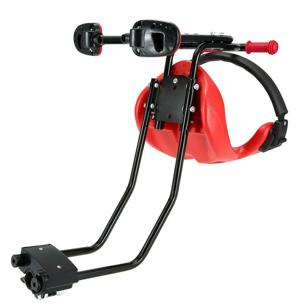 Bicycle Baby Seat Kids Child Safety Carrier Front Seat Saddle Cushion with Back Rest Foot Pedals