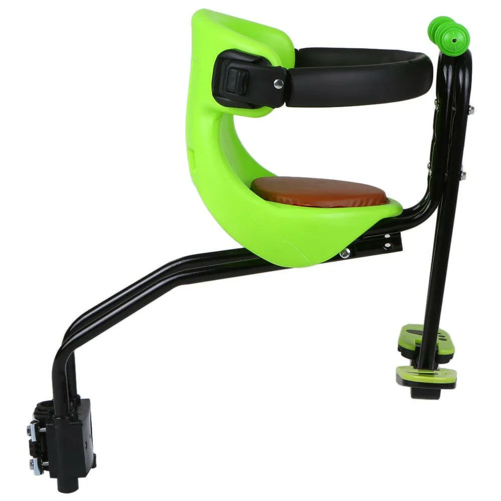 Bicycle Baby Seat Kids Child Safety Carrier Front Seat Saddle Cushion with Back Rest Foot Pedals