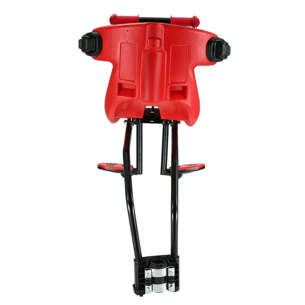 Bicycle Baby Seat Kids Child Safety Carrier Front Seat Saddle Cushion with Back Rest Foot Pedals