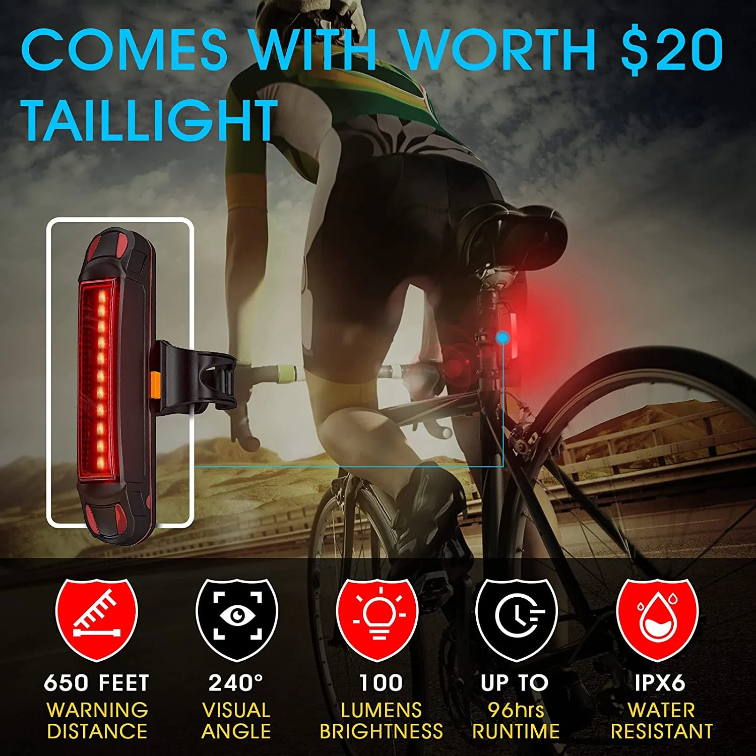 Bike Lights  6000/7000 Lumens Super Bright 3LED Front and Back USB Rechargeable Bicycle Headlight-9 Modes Runtime 15  Hours