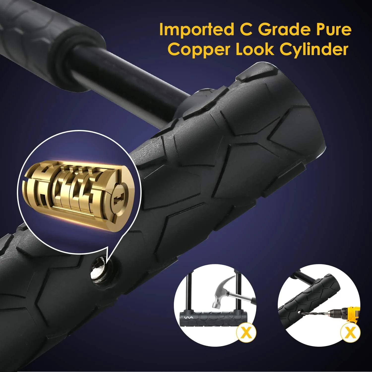 Bike U Lock,Heavy Duty Combination Bicycle u Lock Shackle 4ft Length Security Cable with Sturdy Mounting Bracket and Key Anti Theft Bicycle Secure Locks