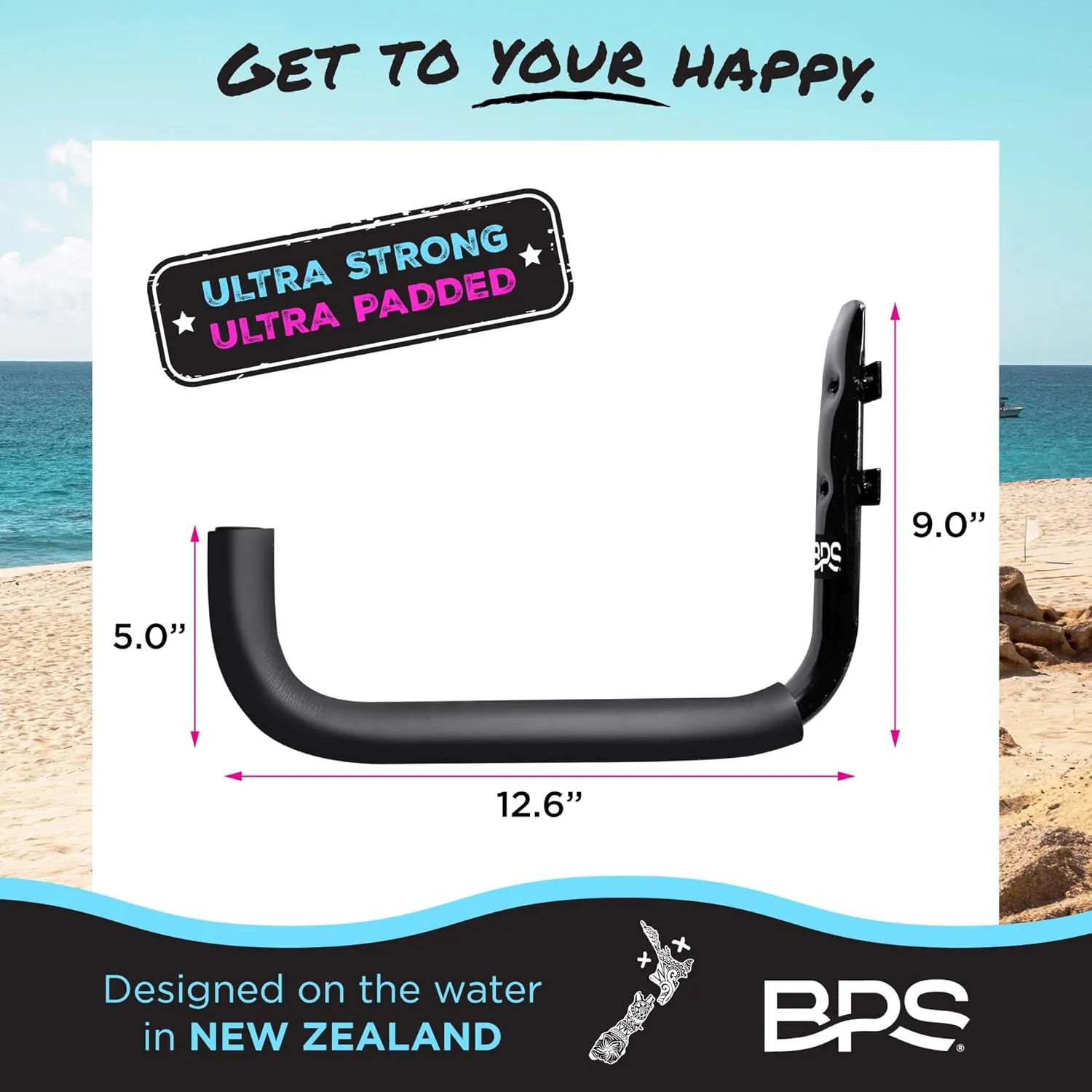BPS Ultrastrong and Ultrapadded Steel Wall Rack for SUP Board with Marine Grade Stainless Steel Screws (SUP Board Rack)