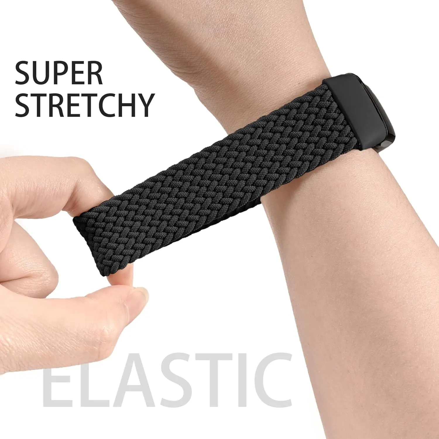 Braided Solo Loop Bands Compatible with Fitbit Charge 6/Charge 5, 3 Pack Adjustable Stretchy Wristbands Soft Woven Nylon Replacement for Fitbit Charge 5/Charge 6 Tracker Smart Watch for Women Men