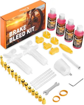 Brake Bleed Kit for Shimano, TEKTRO, TRP Hydraulic Brakes. Including 240 ML Mineral Oil Brake Fluid and Operation Instructions