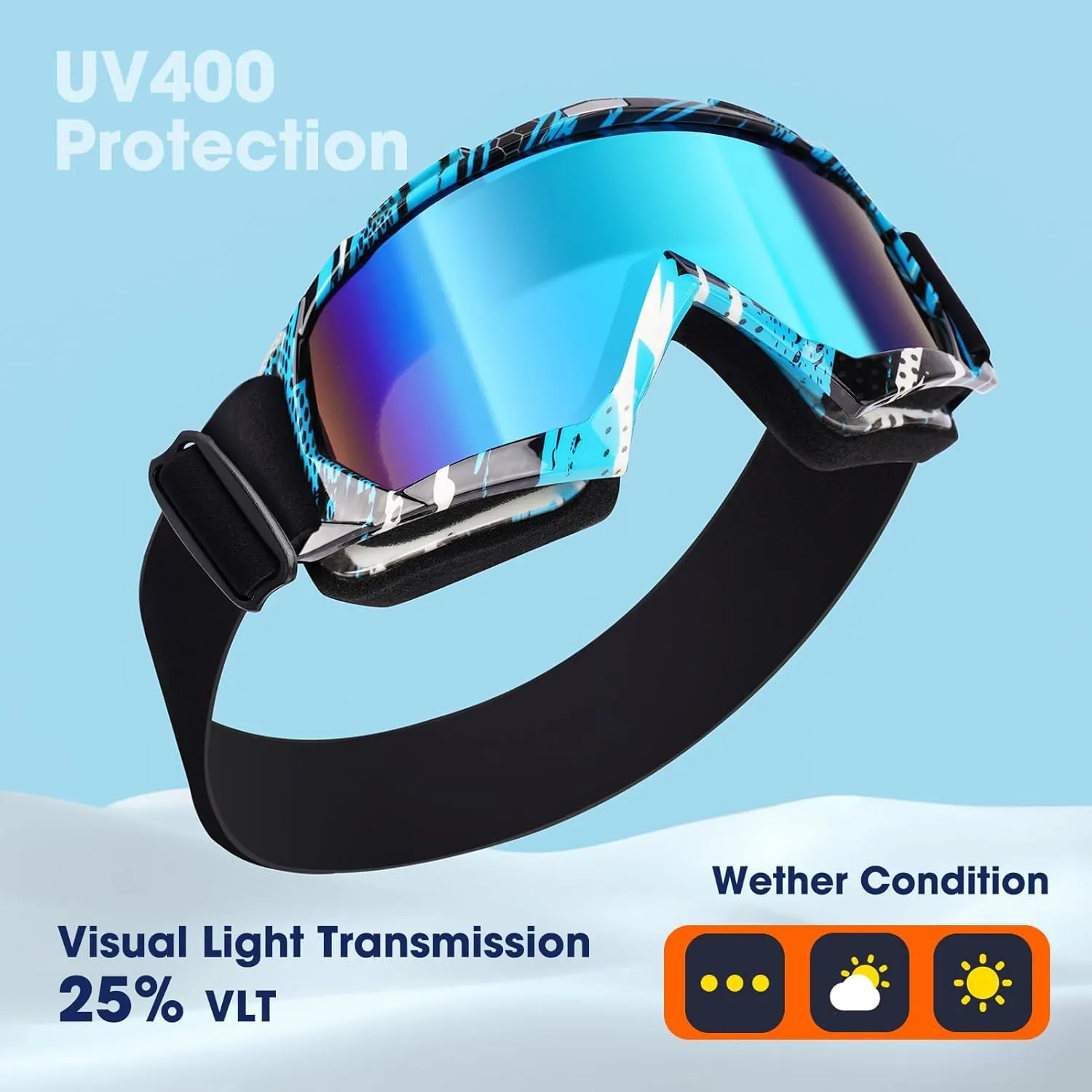 Braylin Adult Ski Goggles, 2-Pack Snowboard Goggles for Youth, Teens, Men & Women, Wide View Snowmobile Goggles