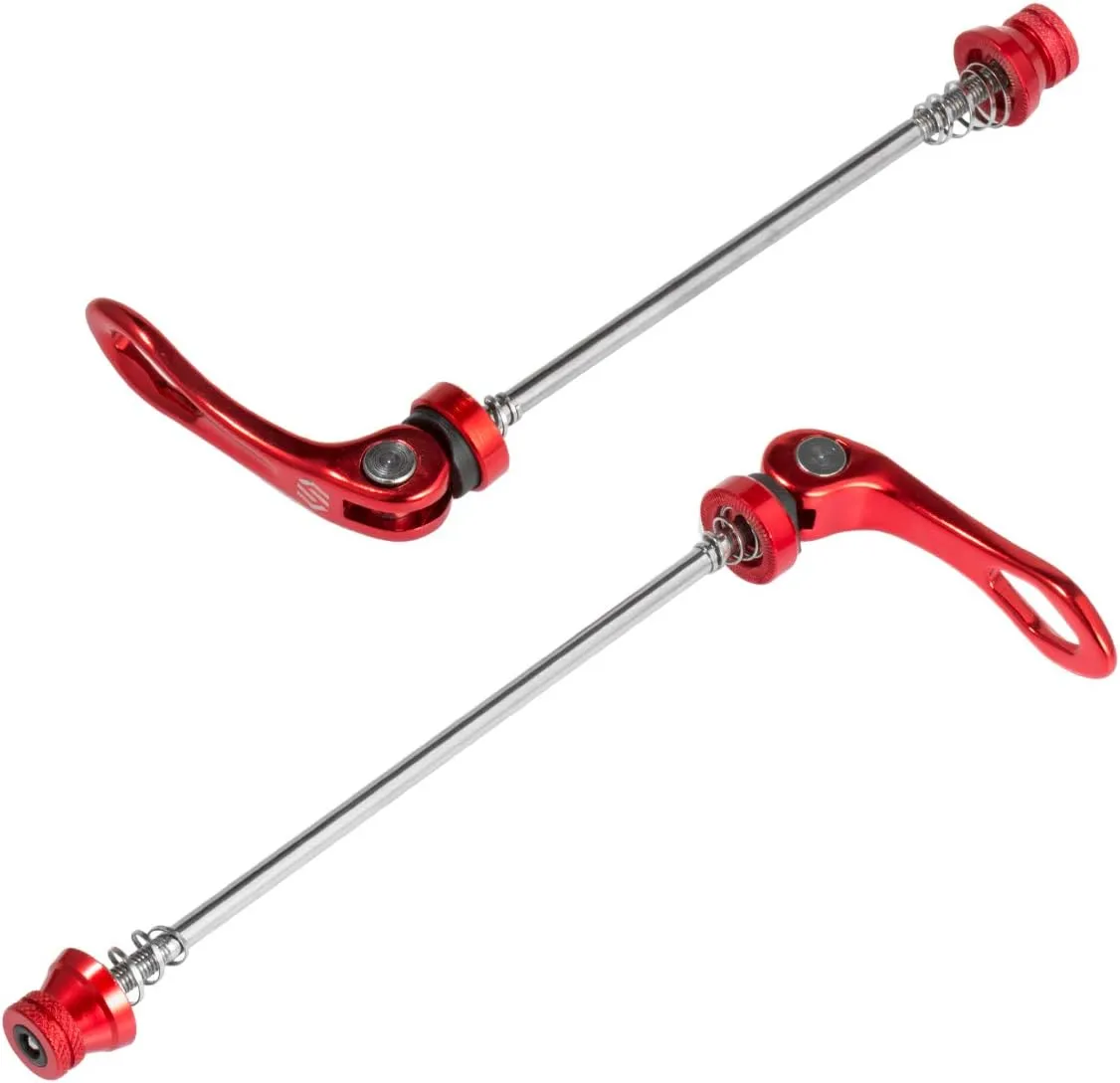 Chooee Quick Release Skewers Front & Rear Set for Mountain Bike or Road Bike (red/Black)
