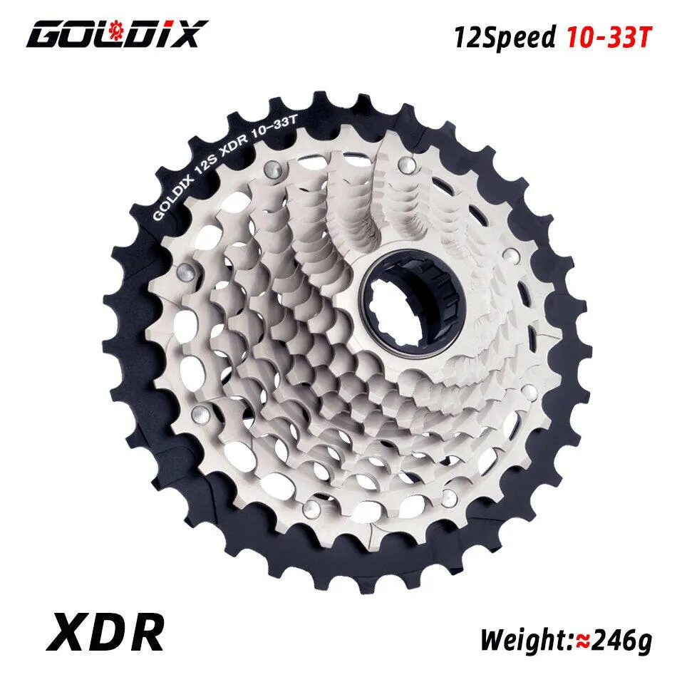 GOLDIX Ultralight XDR Bicycle Freewheel 10T-28T/10T-33T/10T-36T CNC Hollowout 12 Speed Bicycle Cassette for Road Bike and Gravel