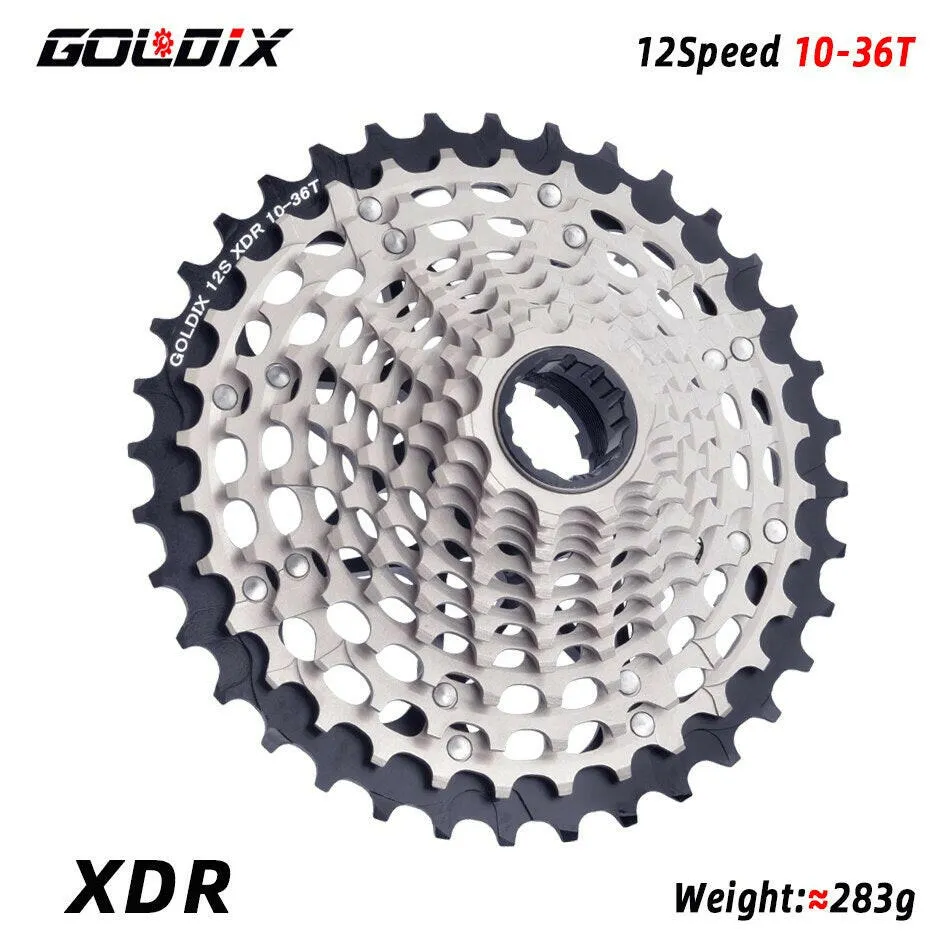 GOLDIX Ultralight XDR Bicycle Freewheel 10T-28T/10T-33T/10T-36T CNC Hollowout 12 Speed Bicycle Cassette for Road Bike and Gravel