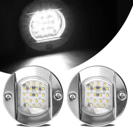 HUSUKU LED Marine Courtesy Lights, 316 Stainless Steel, 18LED IP65 Boat Transom Mount Waterproof Stern/Pontoon Lights 10-36V