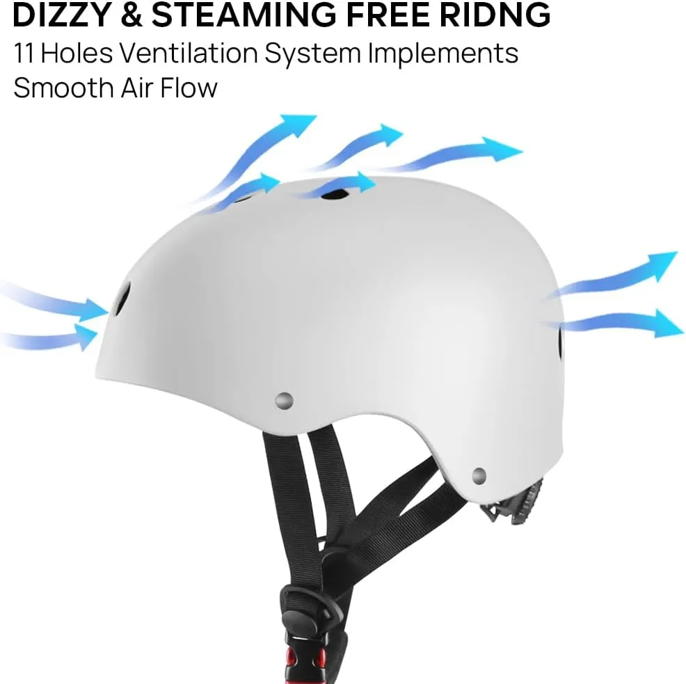 JBM Skateboard Helmet - Lightweight, Adjustable & Ventilated Helmet for Scooter, Roller Skate, Inline Skate
