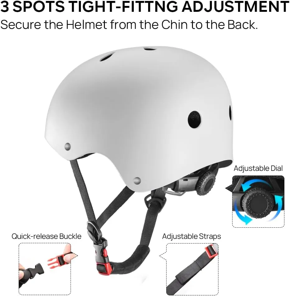 JBM Skateboard Helmet - Lightweight, Adjustable & Ventilated Helmet for Scooter, Roller Skate, Inline Skate