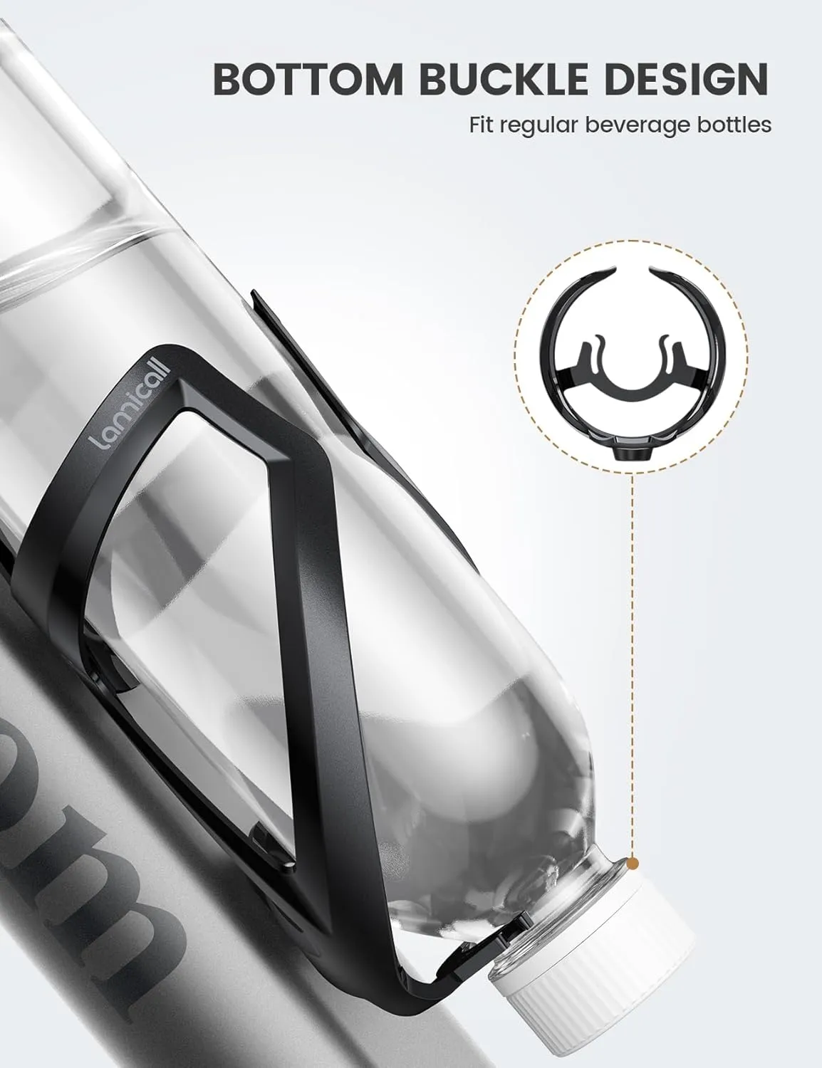 Lamicall Bike Water Bottle Holder - 1.2 Oz Ultralight & Sturdy Bike Cup Holder, Bicycle Drink Cage, Cycling Bike Water Bottle Cage with Screw Tool, for 2.75-3.94" Diameter Bottles