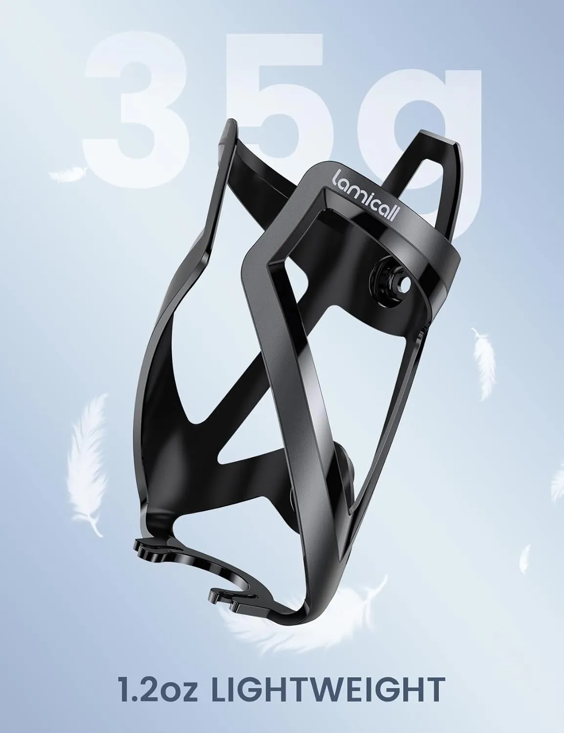 Lamicall Bike Water Bottle Holder - 1.2 Oz Ultralight & Sturdy Bike Cup Holder, Bicycle Drink Cage, Cycling Bike Water Bottle Cage with Screw Tool, for 2.75-3.94" Diameter Bottles