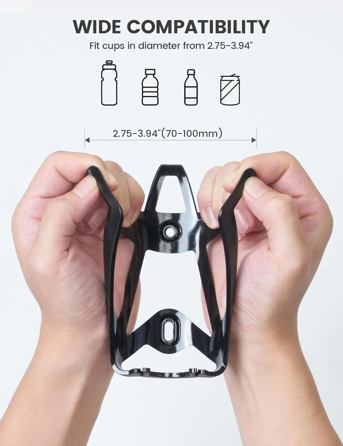 Lamicall Bike Water Bottle Holder - 1.2 Oz Ultralight & Sturdy Bike Cup Holder, Bicycle Drink Cage, Cycling Bike Water Bottle Cage with Screw Tool, for 2.75-3.94" Diameter Bottles