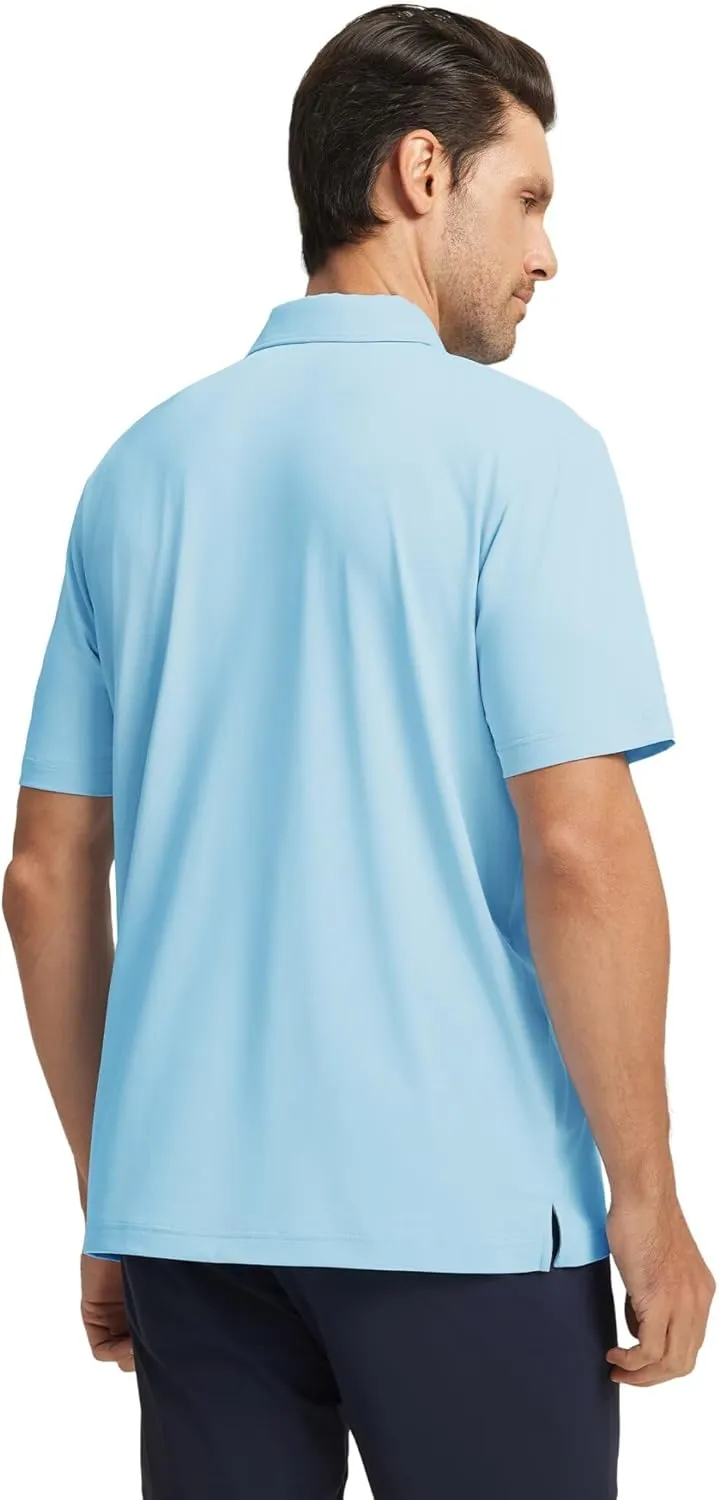 M MAELREG Mens Golf Shirts Short Sleeve Chest Print Stripe Moisture Wicking Dry Fit Casual Collared Mens Polo Shirts