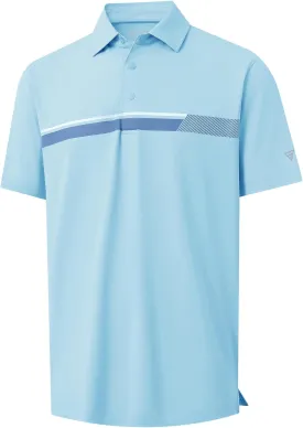 M MAELREG Mens Golf Shirts Short Sleeve Chest Print Stripe Moisture Wicking Dry Fit Casual Collared Mens Polo Shirts