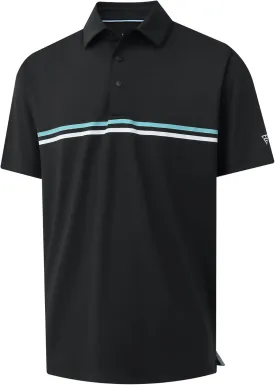 M MAELREG Mens Golf Shirts Short Sleeve Chest Print Stripe Moisture Wicking Dry Fit Casual Collared Mens Polo Shirts