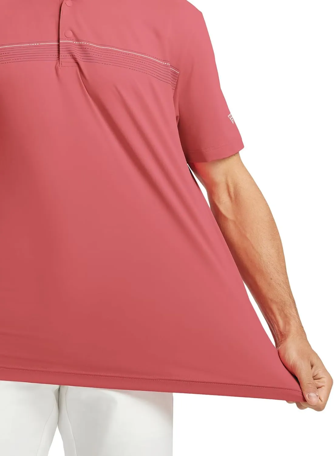 M MAELREG Mens Golf Shirts Short Sleeve Chest Print Stripe Moisture Wicking Dry Fit Casual Collared Mens Polo Shirts