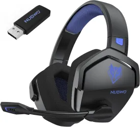 NUBWO G06 Dual Wireless Gaming Headset with Microphone for PS5, PS4, PC - 23ms Low Latency Audio - 100-Hour of Playtime - 50mm Drivers (Black-Blue)