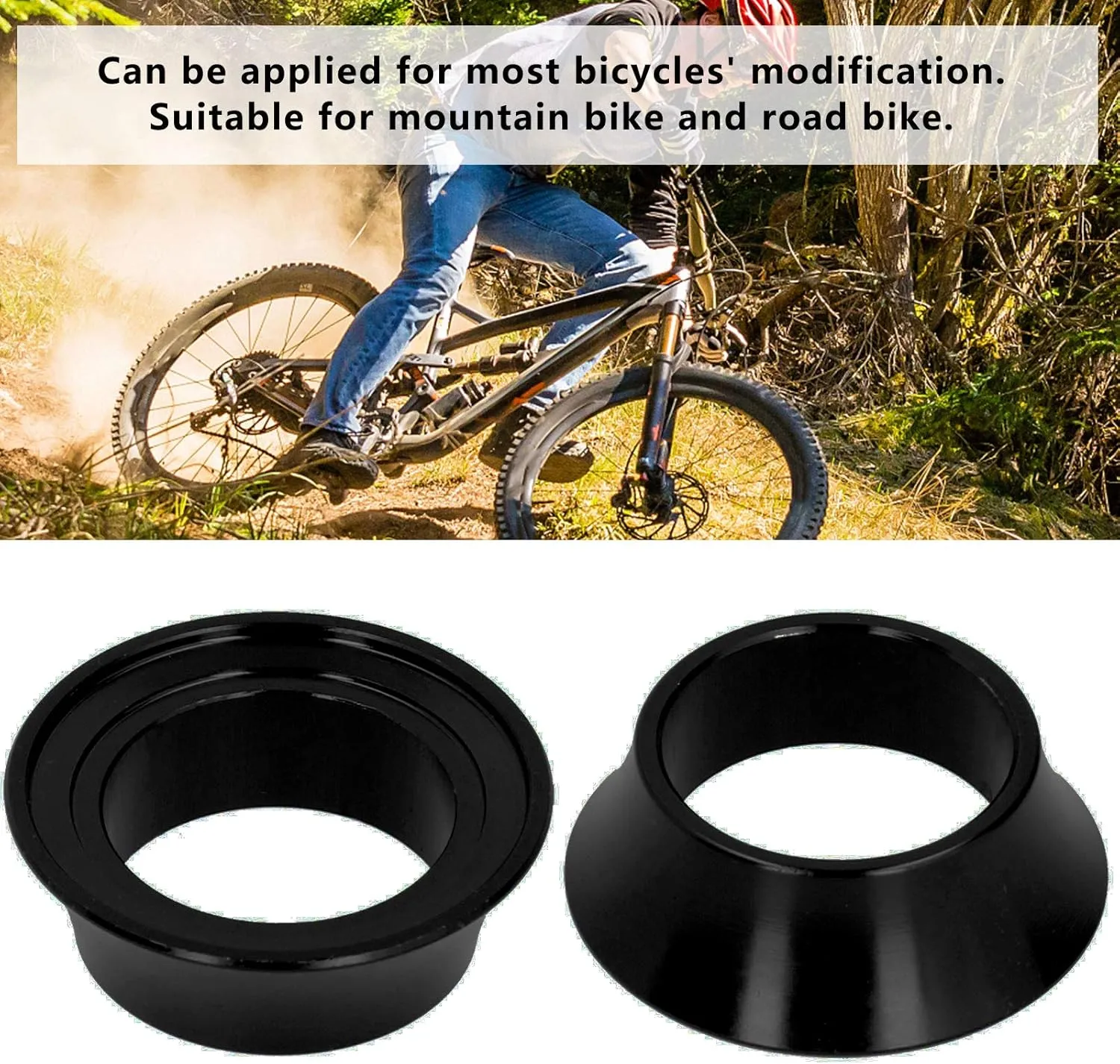 OUKENS Bicycle Taper Washer, 2Pcs CNC Aluminium Alloy 15mm Bike Front Fork Conical Stem Spacers