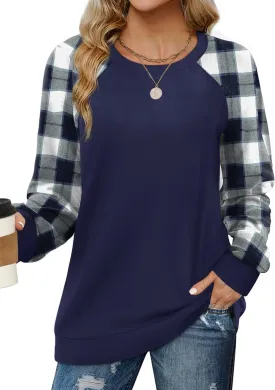 Saloogoe Sweatshirts for Women Crewneck Cable Knit Sleeve Sweaters Lightweight Fashion 2024