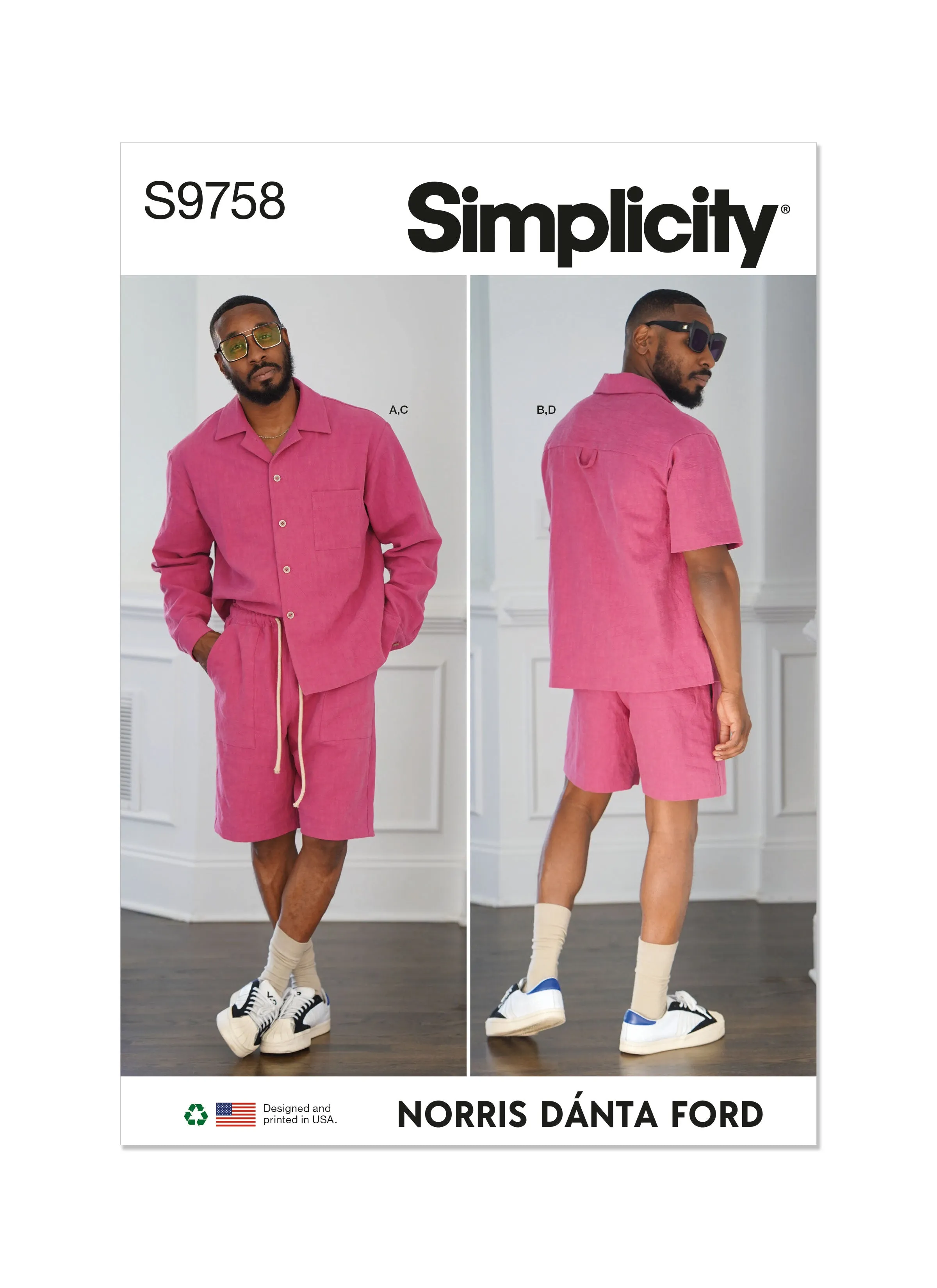Simplicity 9758 sewing pattern Men's Shirts and Shorts by Norris Danta Ford