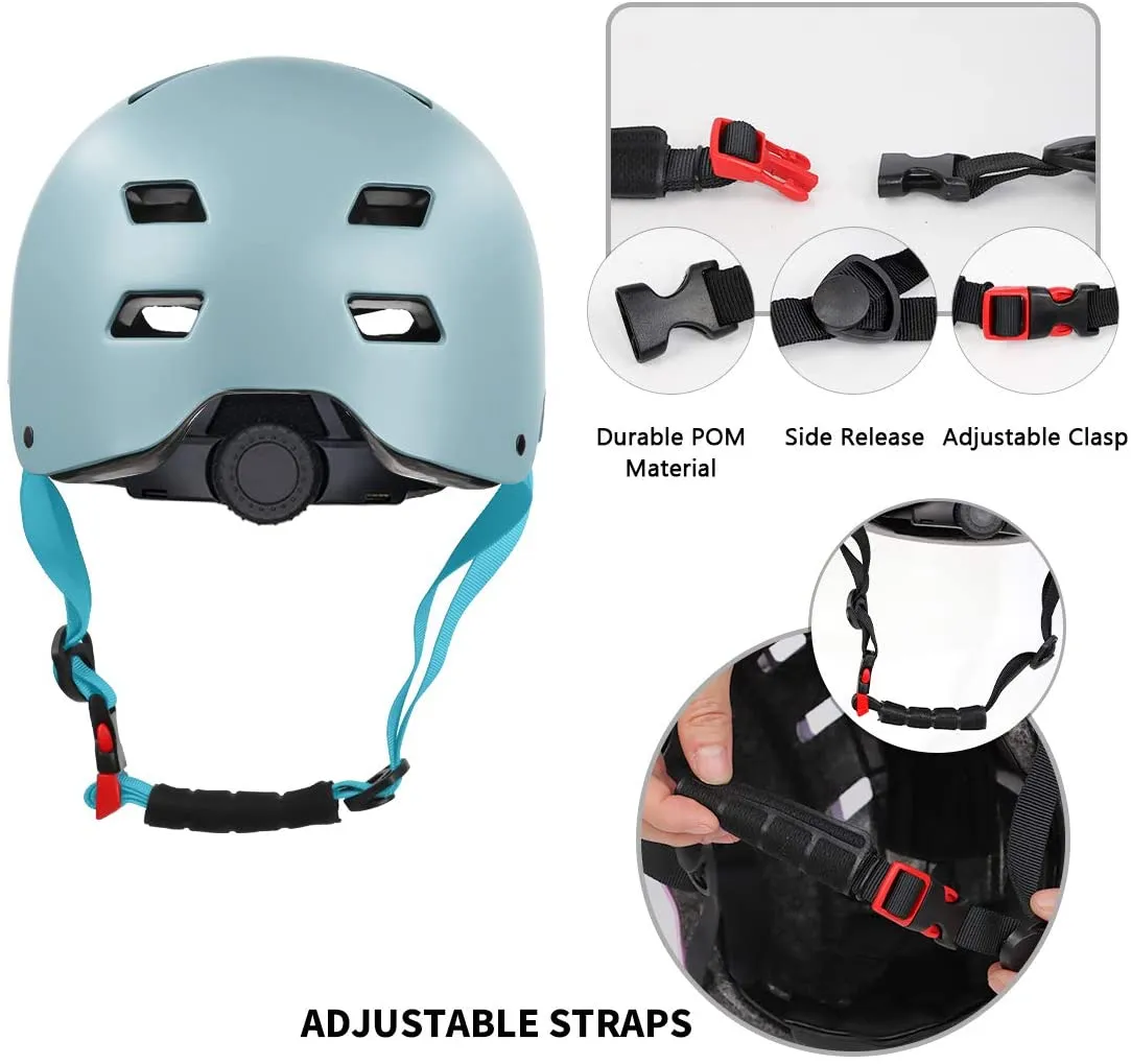 Skateboard Bike Helmet for Kids Youth & Adults with Two Removable Liners for Multi-Sport Scooter Roller Skate Inline Skating Rollerblading