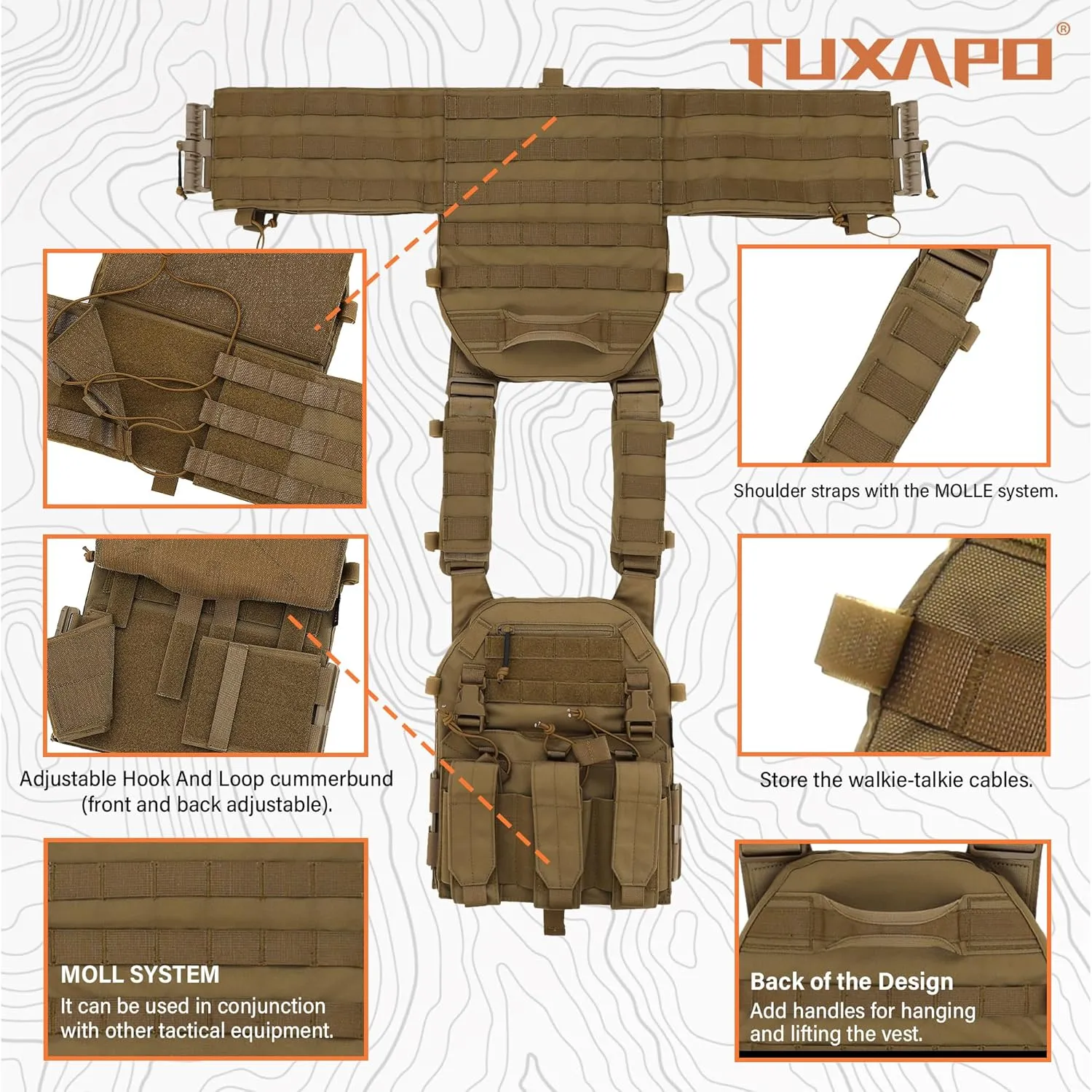 Tactical Molle Vests with Triple mag Pouch and Side Cummerbund Pouches, Quick Release Vests for Men