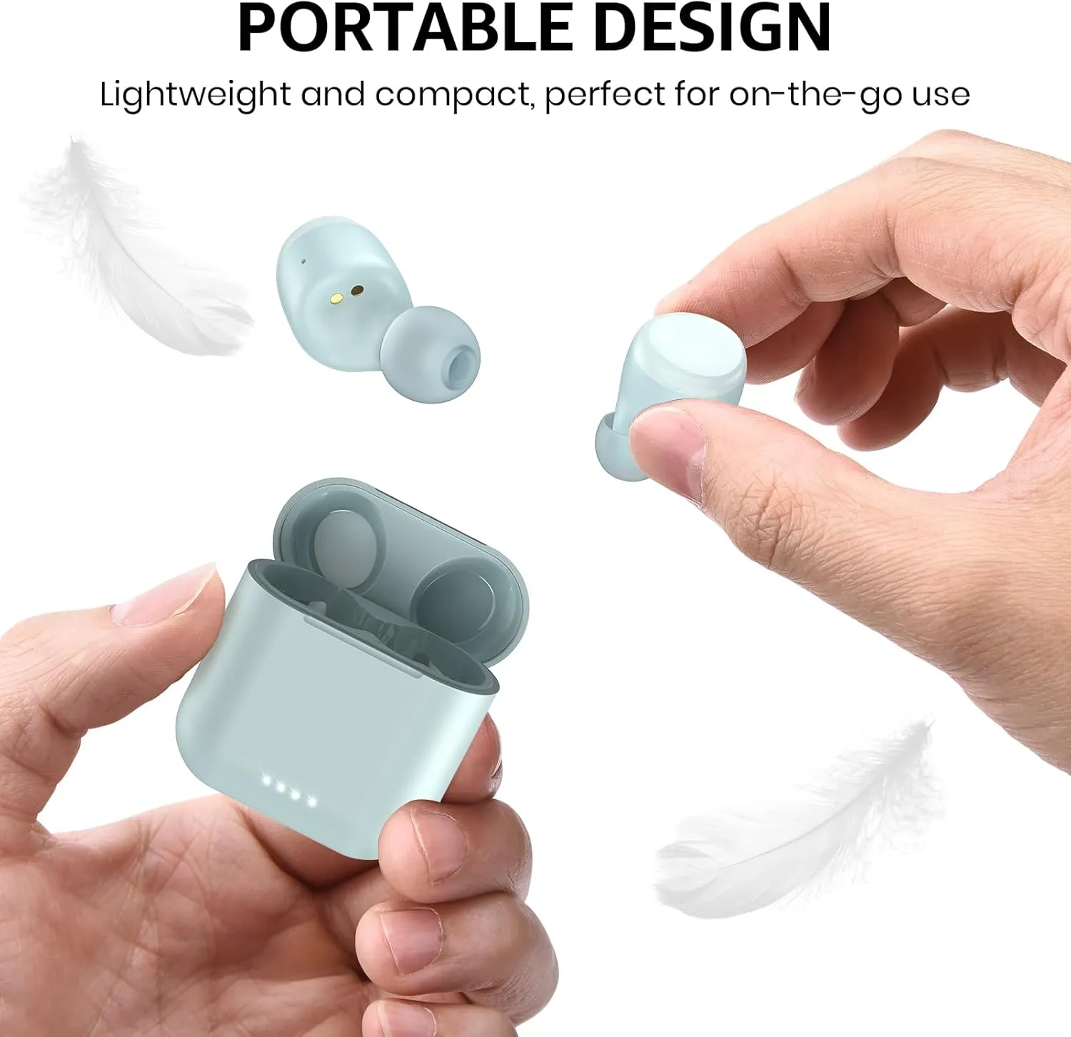 TOZO T6 True Wireless Earbuds Bluetooth 5.3 Headphones 50H Long Playtime, Wireless Charging Case, IPX8 Waterproof Stereo Earphones, Built-in Mic Calls, Headset Premium Deep Bass 32 Preset EQs via APP