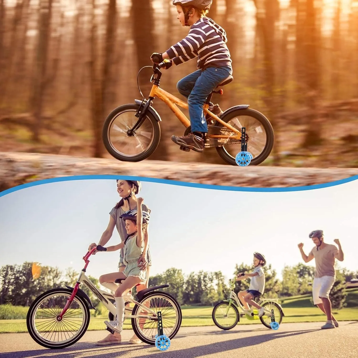Training Wheels for Bike,Compatible for Bikes of 12/14/16/18/20 Inch,Flash Mute Wheel,1 Pair