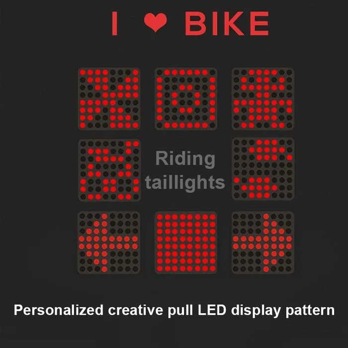 USB Rechargeable Bike Tail Light Smart Bicycle Turn Signal Lights