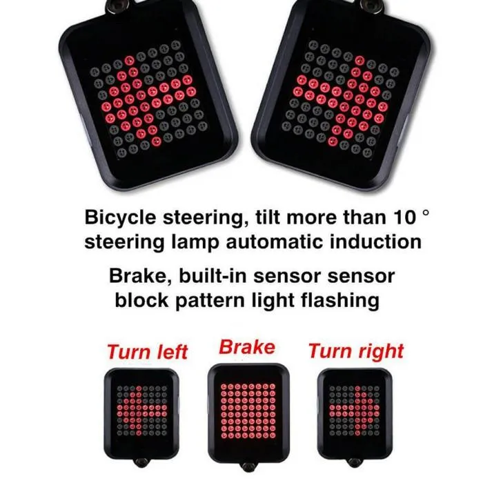 USB Rechargeable Bike Tail Light Smart Bicycle Turn Signal Lights