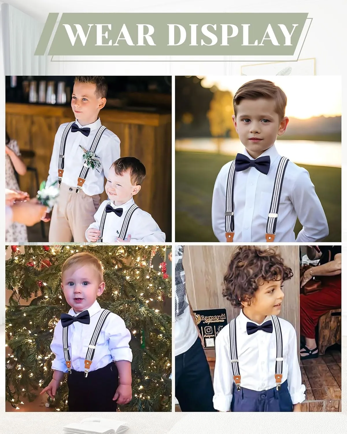 WELROG Child Kids Suspender Bowtie Sets - Y Shape Adjustable Suspender with Silk Bowties Gift Idea for Boys and Girls