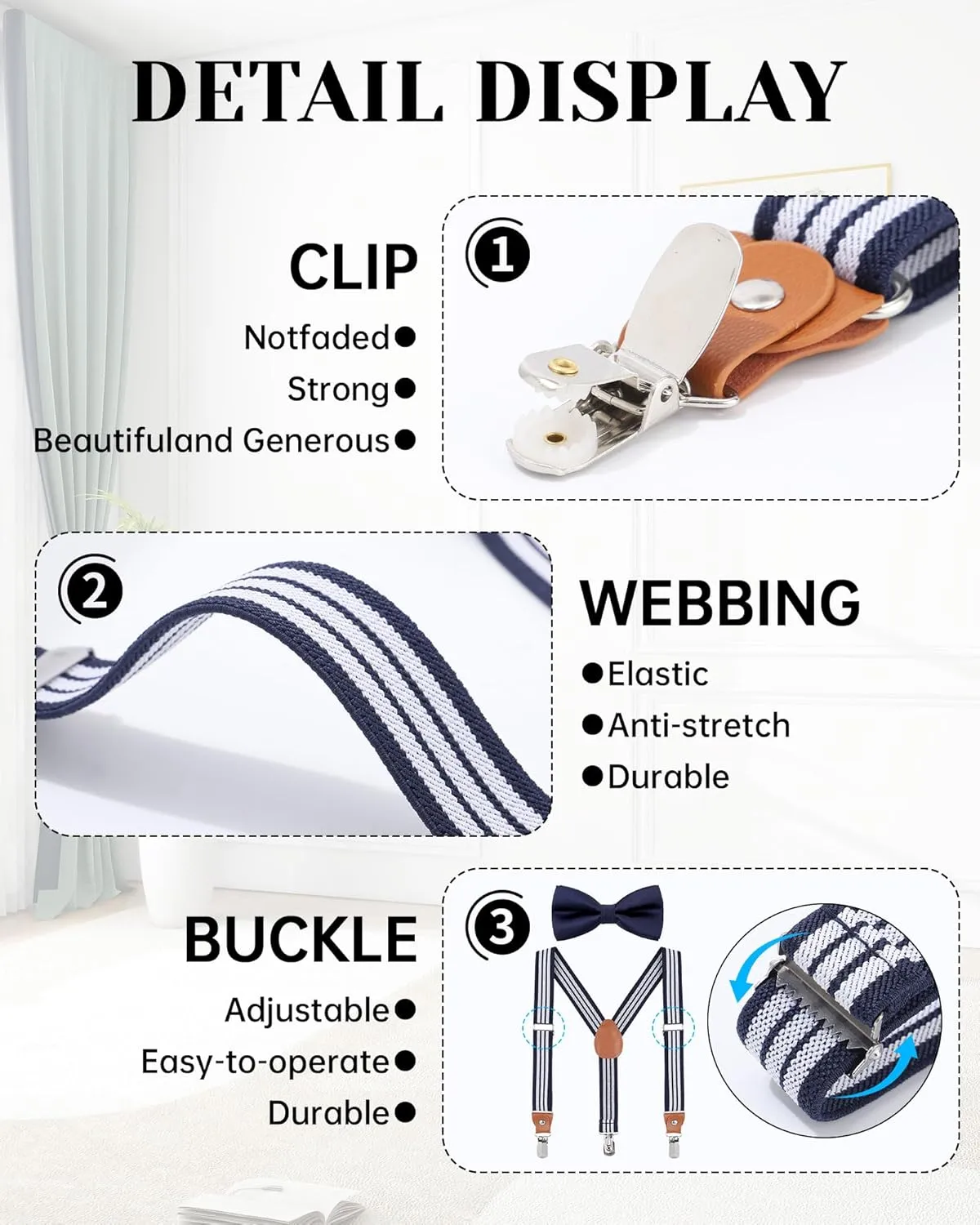 WELROG Child Kids Suspender Bowtie Sets - Y Shape Adjustable Suspender with Silk Bowties Gift Idea for Boys and Girls