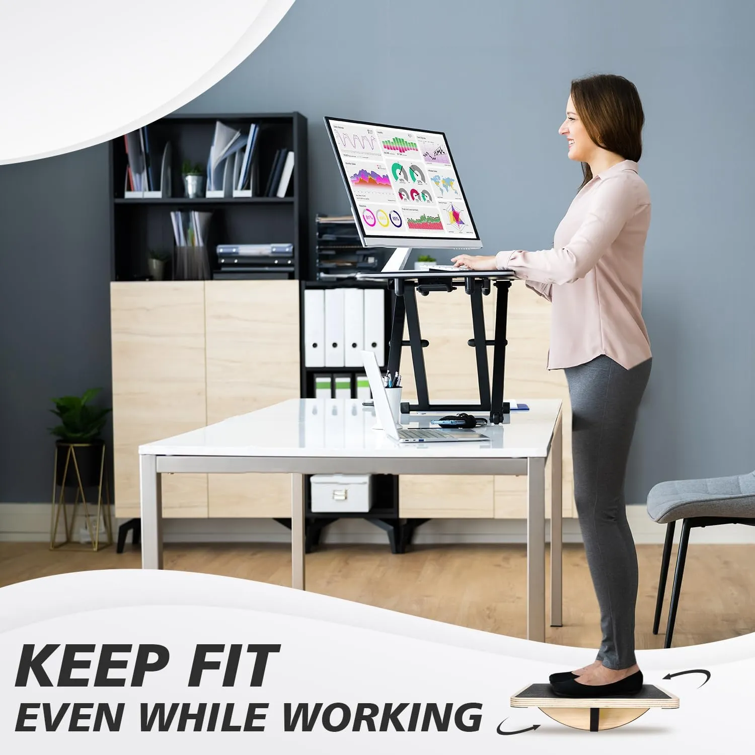 Yes4All 350LBS Professional Wooden Balance Board for Leg Workout, Anti-Slip Rocker Board, Wobble Board for Standing Desk