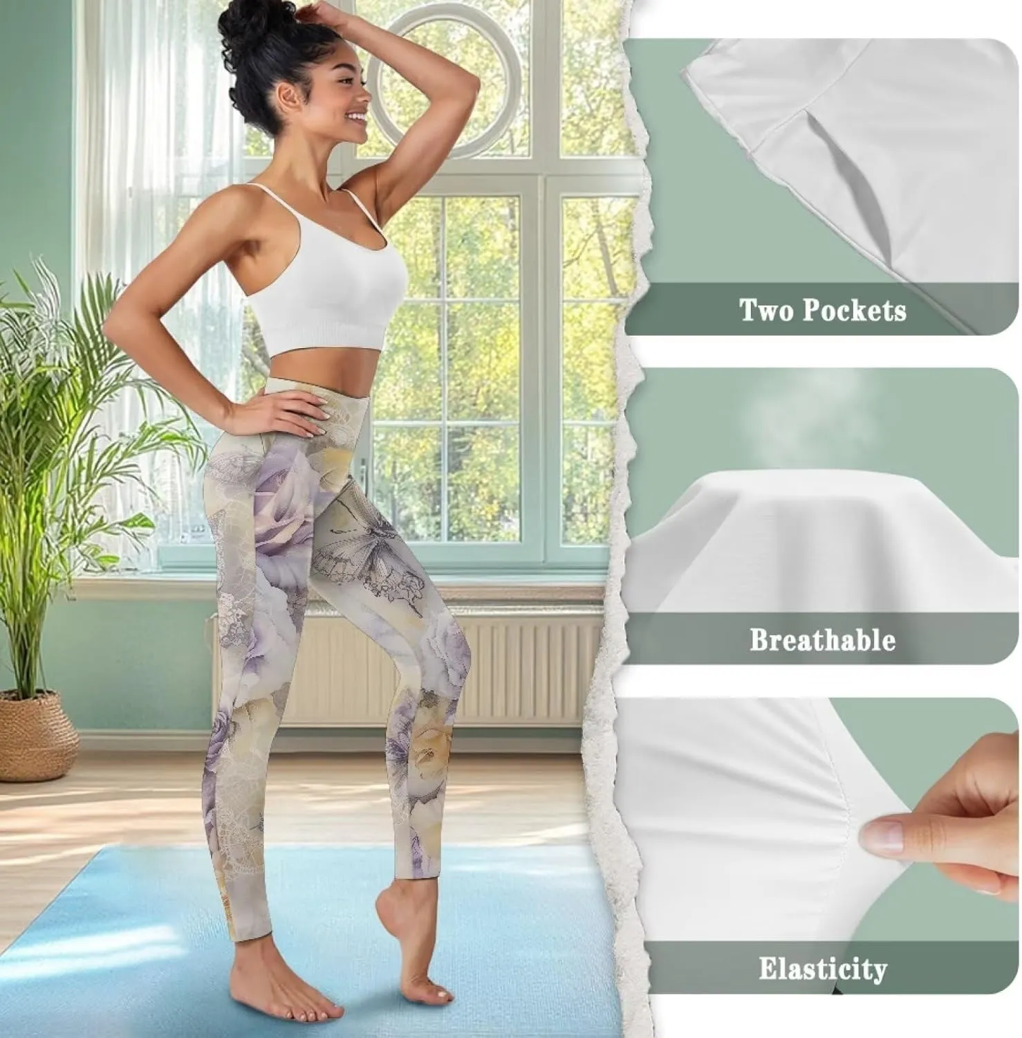 YEXIATODO High Waisted Yoga Pants for Women Tummy Control Workout Leggings Bootleg Yoga Leggings