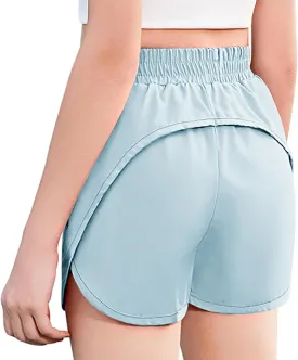 Zaclotre Girls Athletic Shorts with Zipper Pockets 2 in 1 Kid Workout Running Volleyball Soccer Shorts with Liner