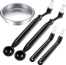 Zhehao Coffee Machine Brush Cleaner 4 Pieces Coffee Machine Brush with Spoon and 1 Piece 58 mm Stainless Steel Back Flush Insert Metal Blind Filter